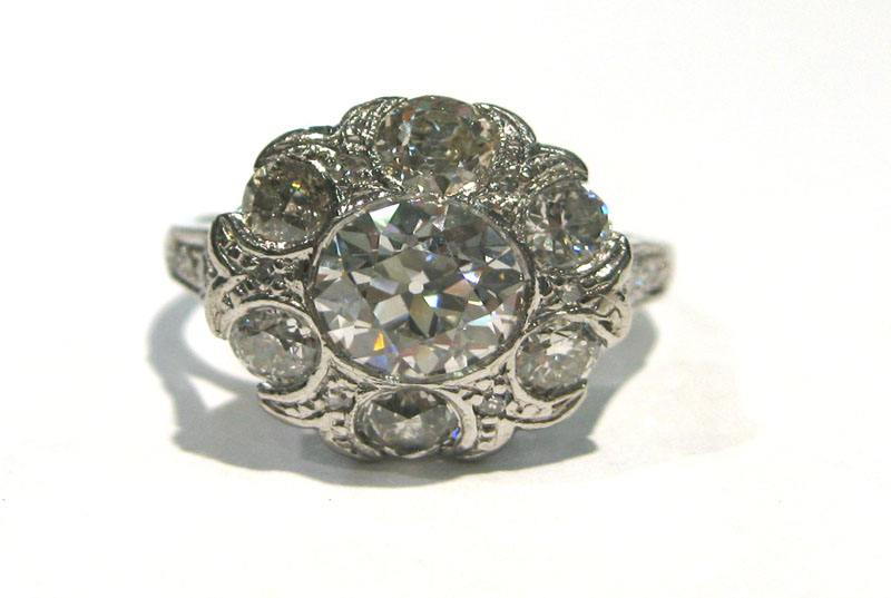 diamond platinum art deco ring