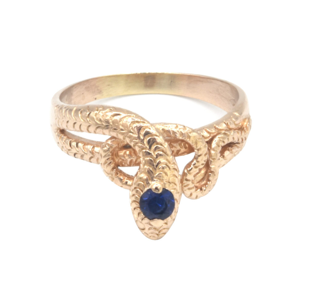 vintage 18k gold sapphire snake ring
