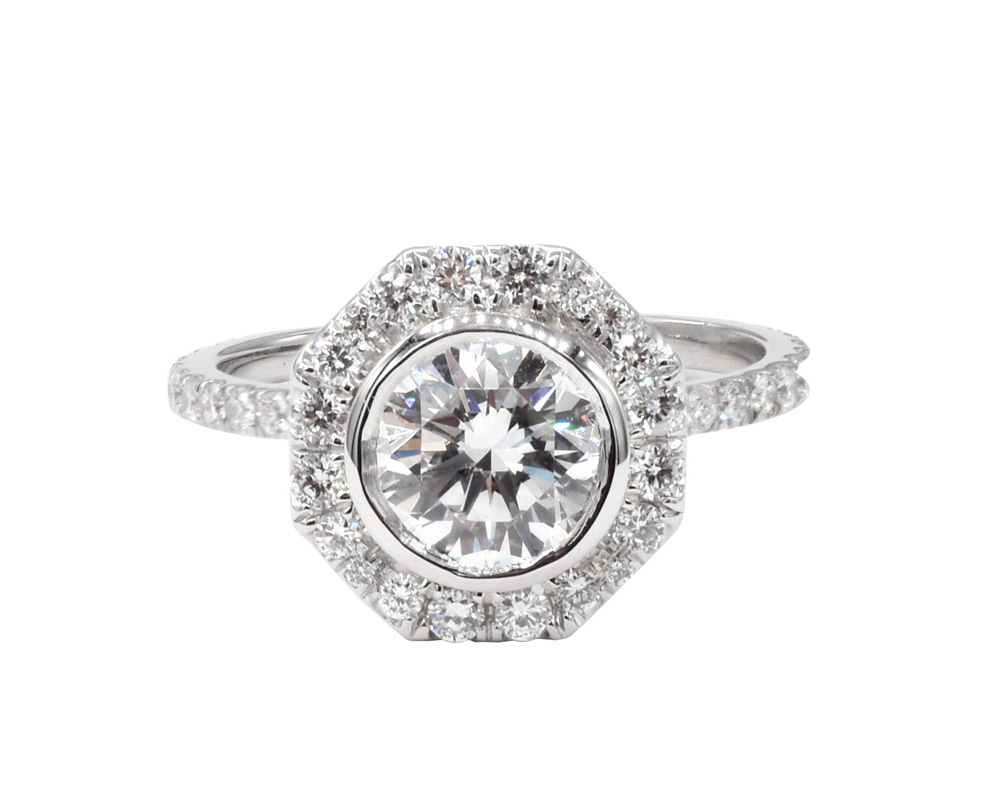 1.01 Carat Diamond Halo Engagement Ring