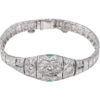 Platinum Art Deco Diamond + Emerald Bracelet