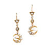 Victorian 14k Yellow Gold Pearl Crescent Earrings