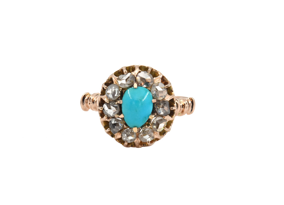 Victorian Turquoise + Diamond Ring