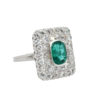 Art Deco Platinum Diamond + Emerald Cocktail Ring - Image 2