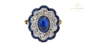 Edwardian Synthetic Sapphire + Diamond Cocktail Ring
