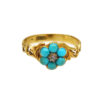 Early Victorian 18k Yellow Gold + Turquoise Forget-Me-Not Ring