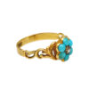 Early Victorian 18k Yellow Gold + Turquoise Forget-Me-Not Ring - Image 2