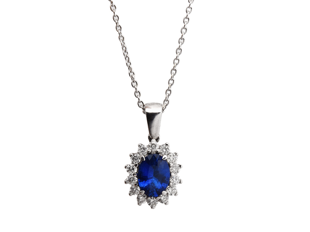 Sapphire + Diamond Pendant Necklace