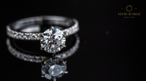 six prong diamond studded ring
