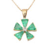 Yellow Gold Emerald + Diamond Pendant Necklace