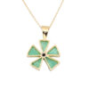 Yellow Gold Emerald + Diamond Pendant Necklace - Image 2