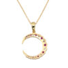 Ruby + Diamond Crescent Moon Necklace - Image 2