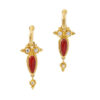 22k Yellow Gold Coral + Diamond Earrings