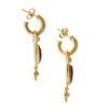 22k Yellow Gold Coral + Diamond Earrings - Image 2