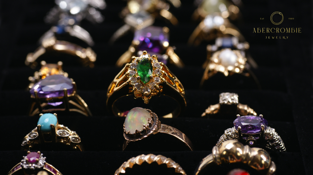 assorted gemstone rings