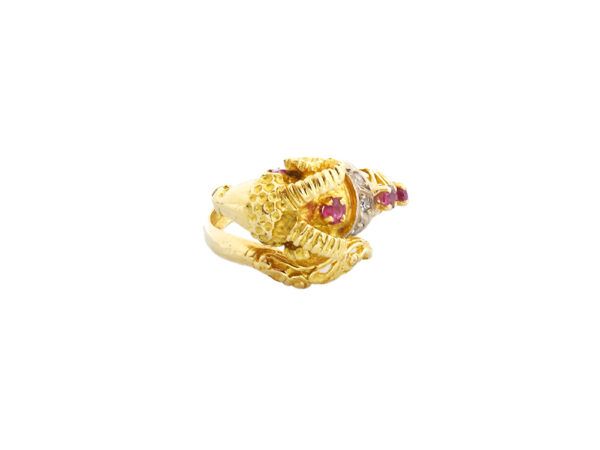 Vintage Ruby + Diamond Ram Ring - Image 2