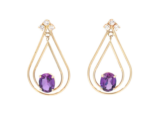 Estate Amethyst + Diamond Earrings - Image 4