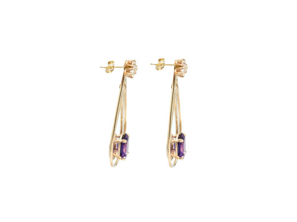 Estate Amethyst + Diamond Earrings - Image 2