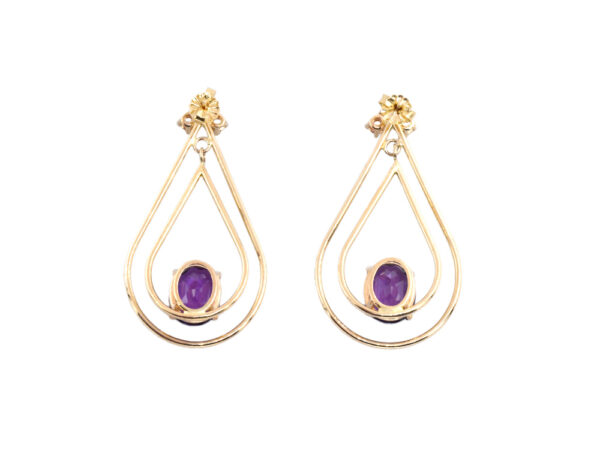 Estate Amethyst + Diamond Earrings - Image 3