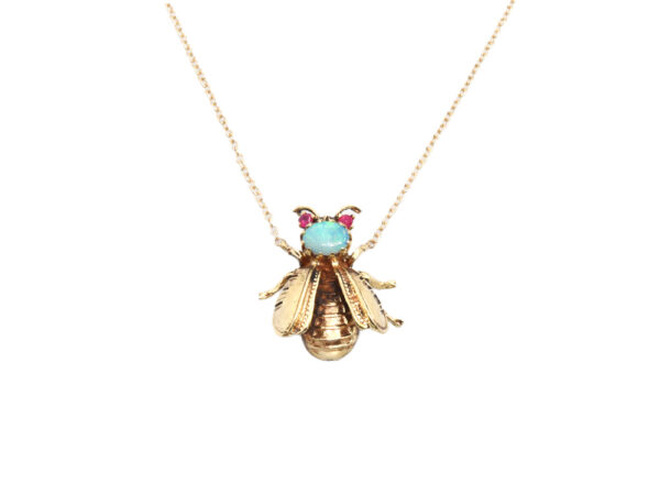 Vintage Gemstone Bee Pendant Necklace