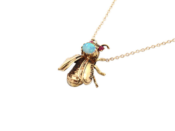 Vintage Gemstone Bee Pendant Necklace - Image 2