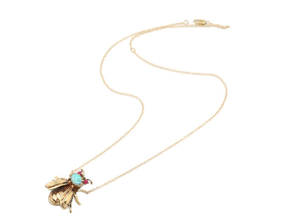 Vintage Gemstone Bee Pendant Necklace - Image 4