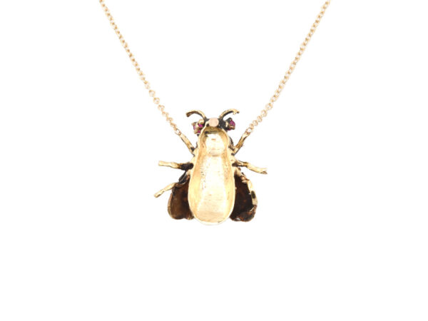 Vintage Gemstone Bee Pendant Necklace - Image 3