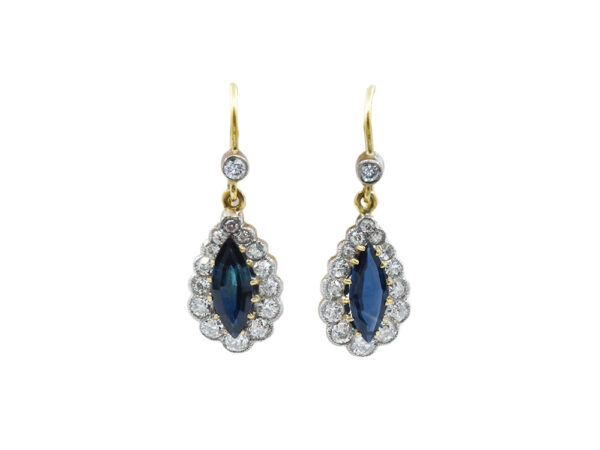 Art Deco Sapphire + Diamond Earrings - Image 3