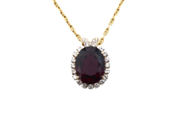 24 Carat Rhodolite Garnet + Diamond Pendant