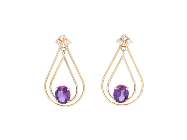 Estate Amethyst + Diamond Earrings