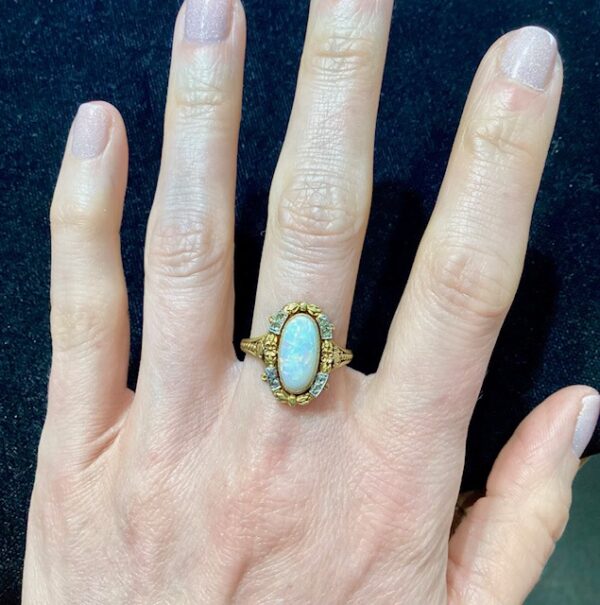 Antique French Opal + Diamond Ring - Image 5