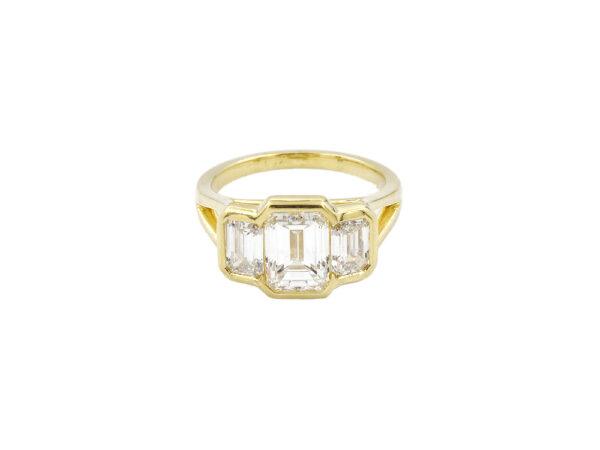 Sleek Three-Stone Diamond Ring