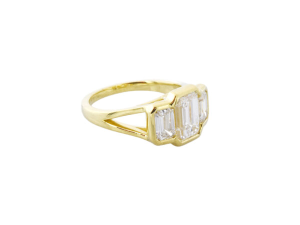 Sleek Three-Stone Diamond Ring - Image 2