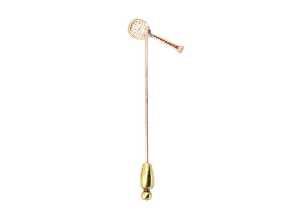 Antique Diamond + Ruby Racket Pin - Image 3