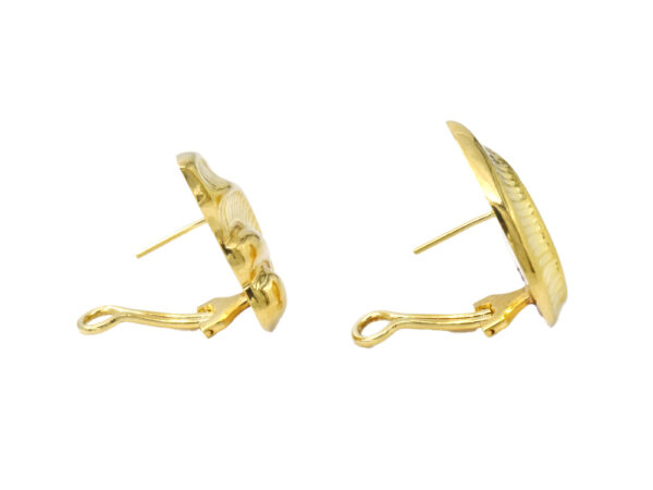 18k Yellow Gold Nautilus Earrings - Image 2