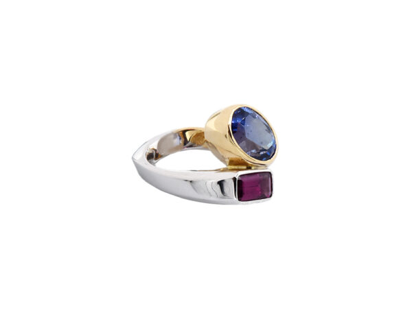 Two-Tone Tanzanite + Amethyst Cocktail Ring - Image 2