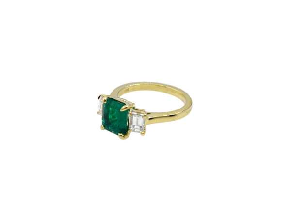Custom Emerald and Diamond Ring - Image 2