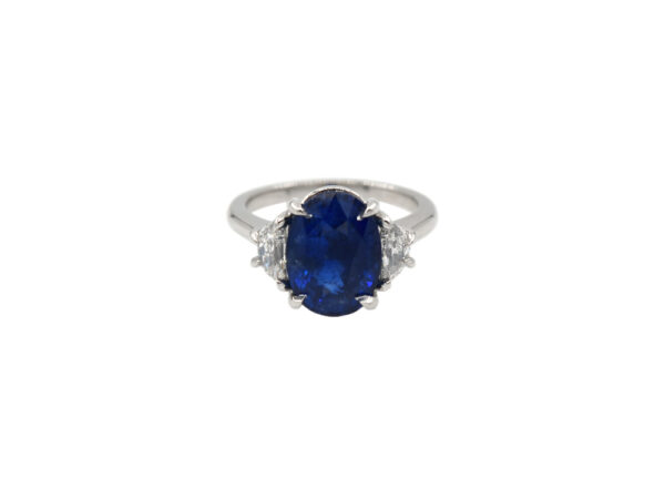 Platinum 6.32 Ct Sapphire + Diamond Ring