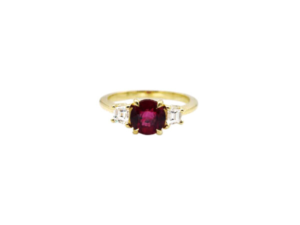 Custom Three Stone Ruby + Diamond Ring