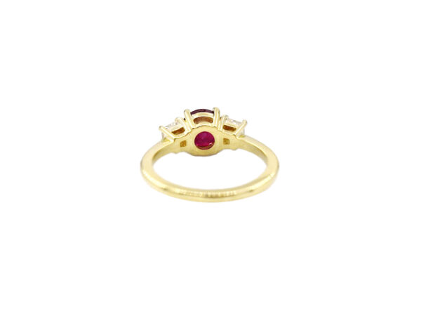 Custom Three Stone Ruby + Diamond Ring - Image 3