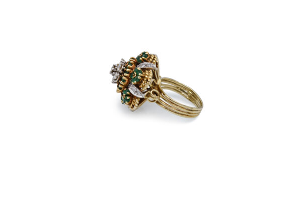 Vintage Emerald + Diamond Cocktail Ring - Image 2