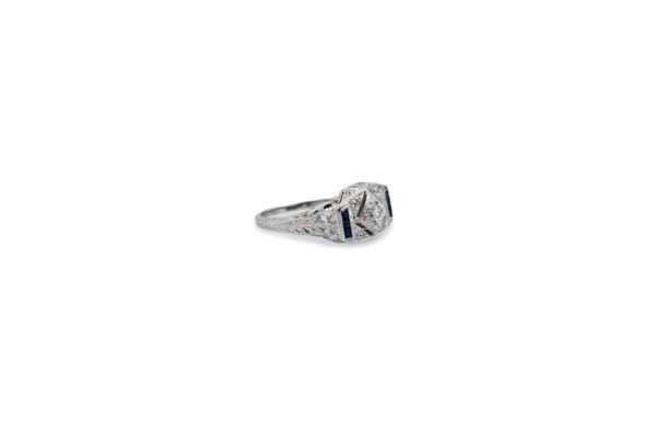 Deco Diamond + Sapphire Ring - Image 4