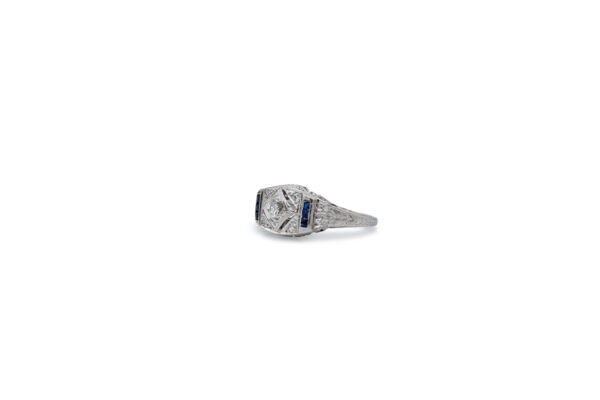 Deco Diamond + Sapphire Ring - Image 2