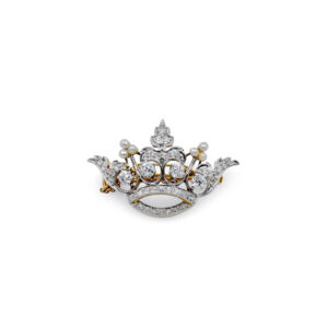 Edwardian Pearl + Diamond Crown Pin