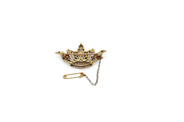 Edwardian Pearl + Diamond Crown Pin - Image 2