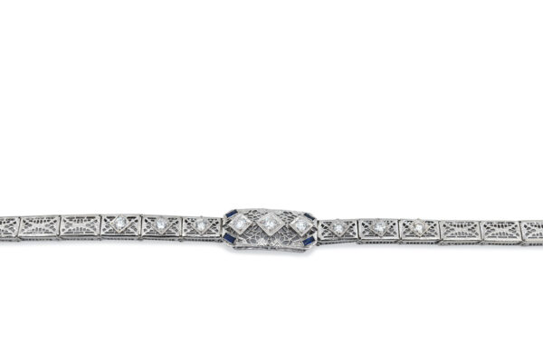Deco-Style Diamond + Sapphire Bracelet