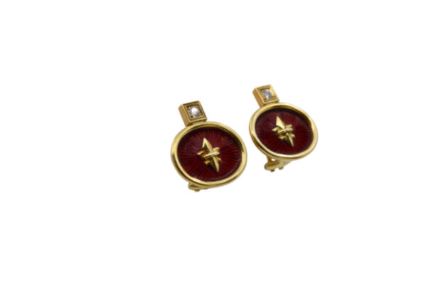 Elizabeth Gage Enamel + Diamond Earrings - Image 2