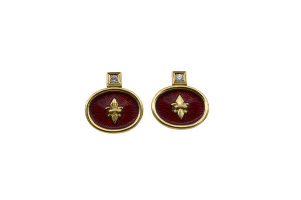 Elizabeth Gage Enamel + Diamond Earrings