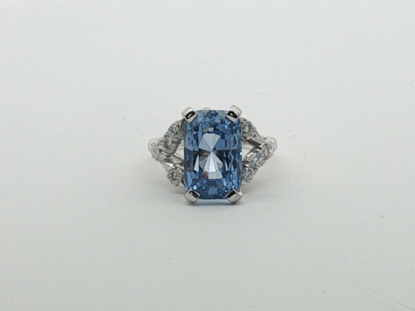 Vintage 10.38 Ct Sapphire + Diamond Cocktail Ring