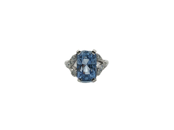 Vintage 10.38 Ct Sapphire + Diamond Cocktail Ring