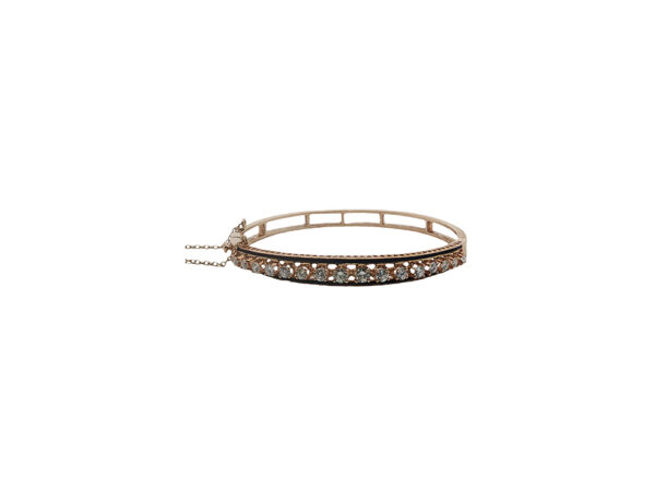 Mid-Century Diamond + Enamel Bangle